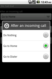 On Call End Options to navigate after a call