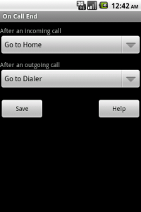 On Call End settings